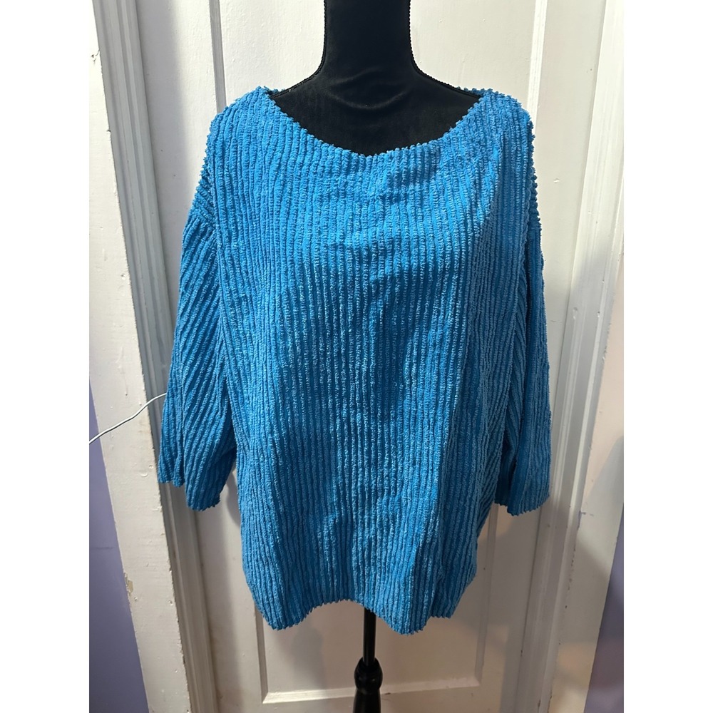 Camelot Fashions Blue Stripped Long Sleeve Sweater in‎ 1X